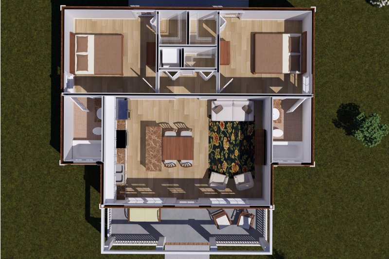 Home Plan - Floor Plan - Main Floor 1 for Cottage House Plan #513-2411 - 2 bed, 2 bath