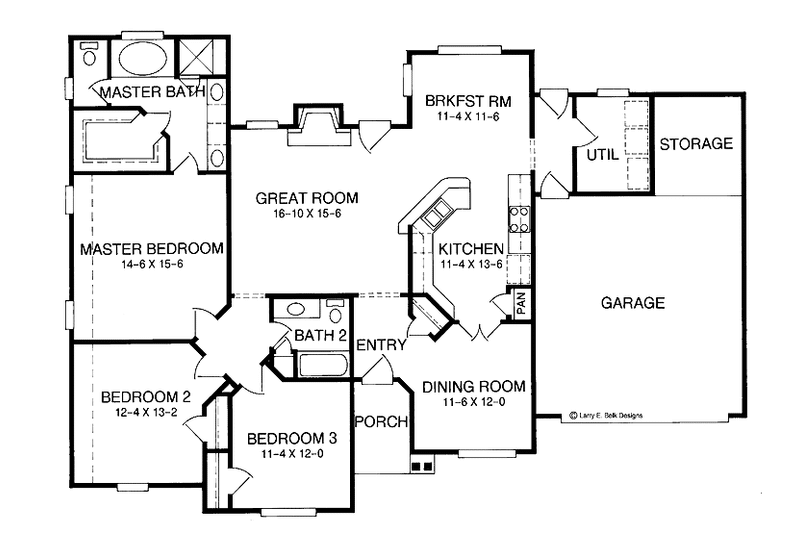 Home Plan - Floor Plan - Main Floor for Ranch House Plan #952-172 - 3 bed, 2 bath