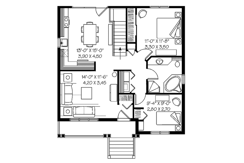 Home Plan - Floor Plan - Main Floor for Country House Plan #23-2375 - 2 bed, 1 bath