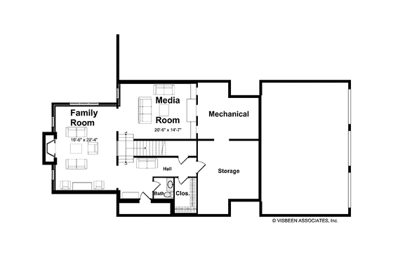 Floor Plan - Lower Floor for European House Plan #928-201 - 4 bed, 4 bath