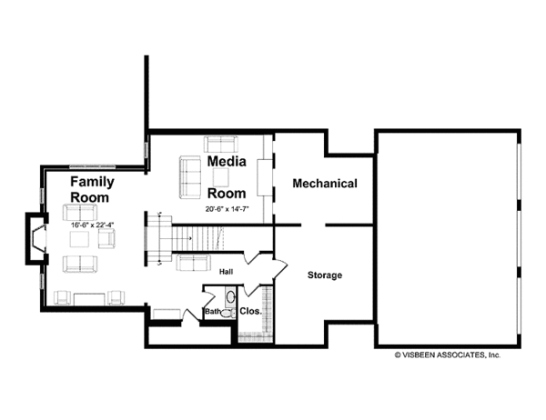 Architectural House Design - European Floor Plan - Lower Floor Plan #928-201