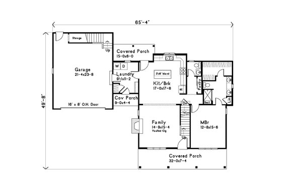 Floor Plan - Main Floor for Country House Plan #22-645 - 3 bed, 2.5 bath