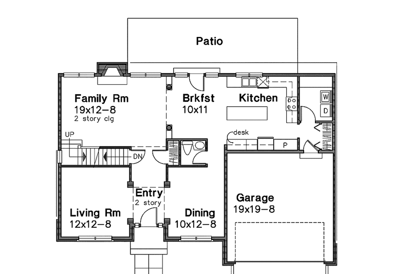 Home Plan - Floor Plan - Main Floor for Colonial House Plan #320-964 - 3 bed, 2.5 bath