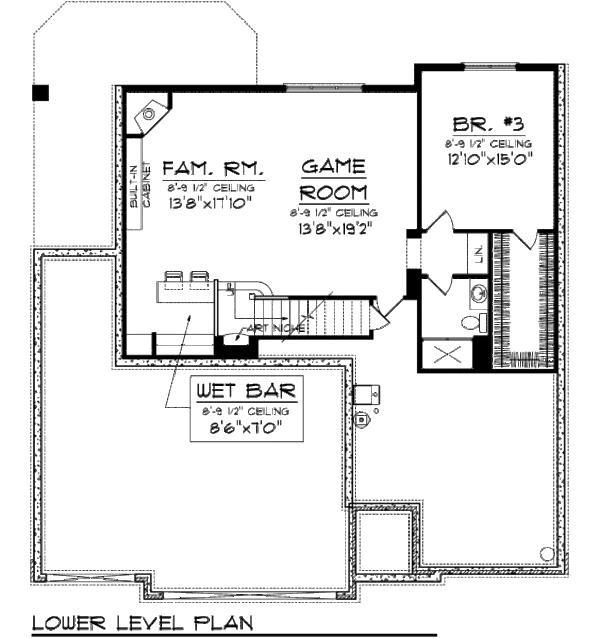 Craftsman Floor Plan - Lower Floor Plan #70-999