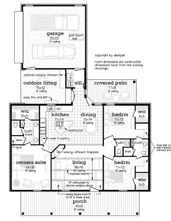 Farmhouse Floor Plan - Main Floor Plan #45-634