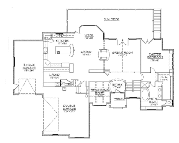 House Plan Design - Craftsman Floor Plan - Main Floor Plan #945-132