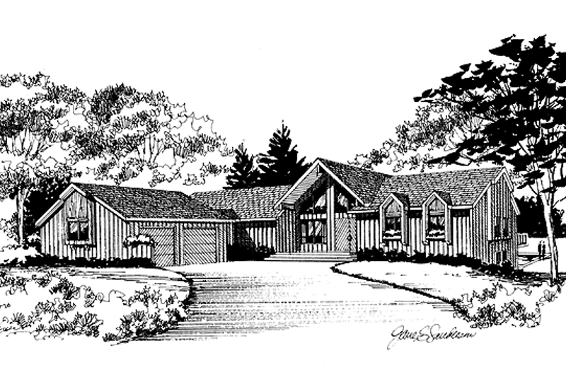 Architectural House Design - Ranch Exterior - Front Elevation Plan #314-208