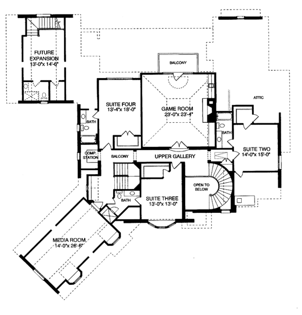 House Blueprint - Tudor Floor Plan - Upper Floor Plan #413-904