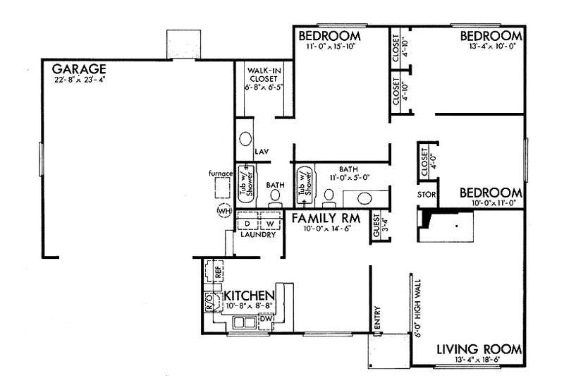 Home Plan - Floor Plan - Main Floor for Contemporary House Plan #320-770 - 3 bed, 2 bath