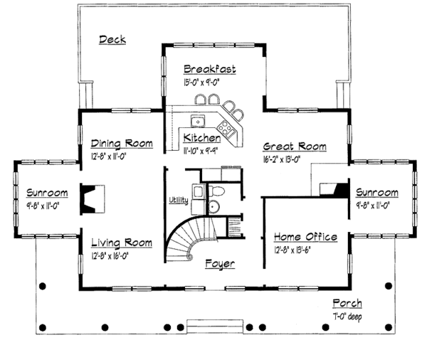 House Plan Design - Country Floor Plan - Main Floor Plan #1051-14