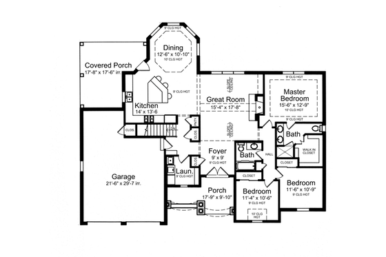 Floor Plan - Main Floor for Country House Plan #46-820 - 3 bed, 2 bath