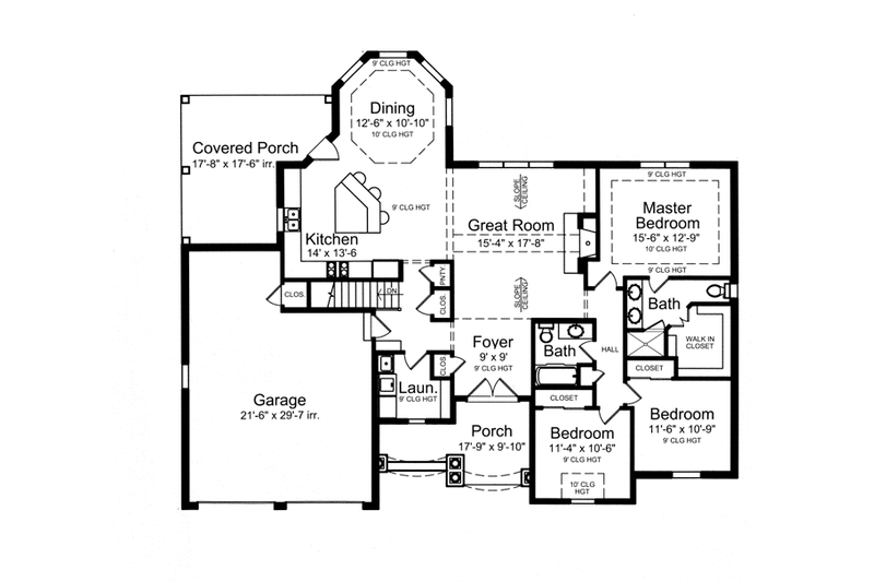 Home Plan - Floor Plan - Main Floor for Country House Plan #46-820 - 3 bed, 2 bath