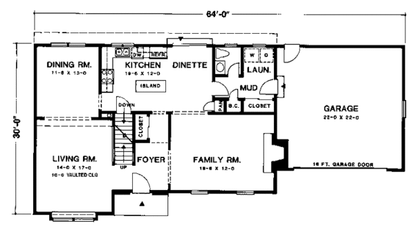 House Blueprint - Traditional Floor Plan - Main Floor Plan #1001-147