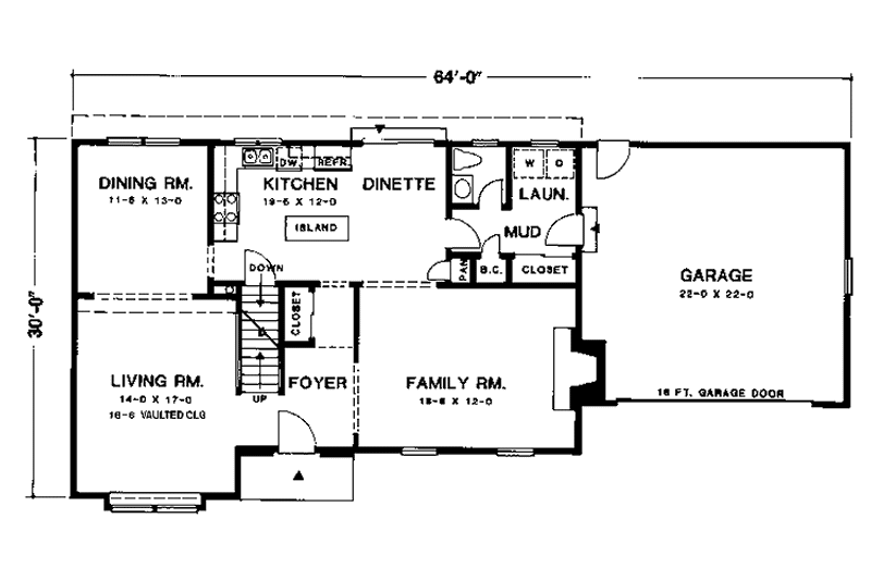 Home Plan - Floor Plan - Main Floor for Traditional House Plan #1001-147 - 4 bed, 2.5 bath