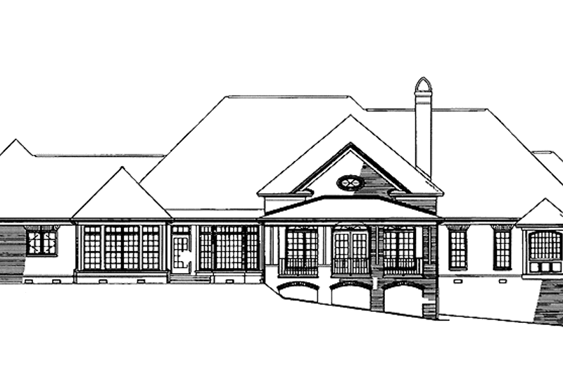 Home Plan - Exterior - Rear Elevation for Ranch House Plan #929-296 - 4 bed, 4.5 bath