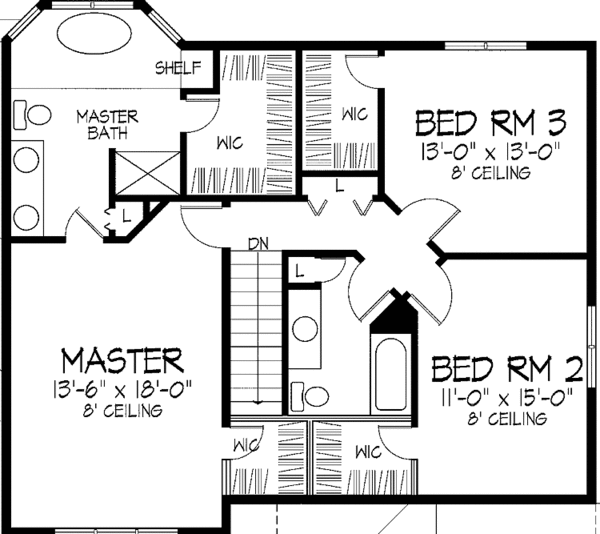 Dream House Plan - Traditional Floor Plan - Upper Floor Plan #51-846