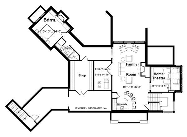 Prairie Floor Plan - Lower Floor Plan #928-38