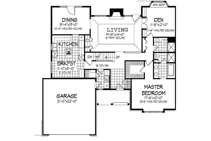 Home Plan - Floor Plan - Main Floor for Traditional House Plan #320-940 - 3 bed, 3 bath