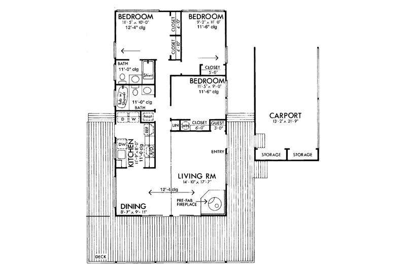 House Blueprint - Floor Plan - Main Floor for Contemporary House Plan #320-788 - 3 bed, 2 bath