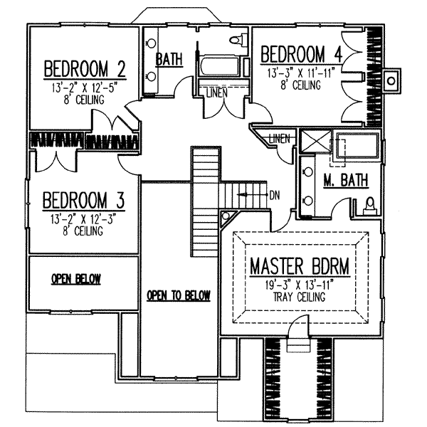 Traditional Floor Plan - Upper Floor Plan #9-107