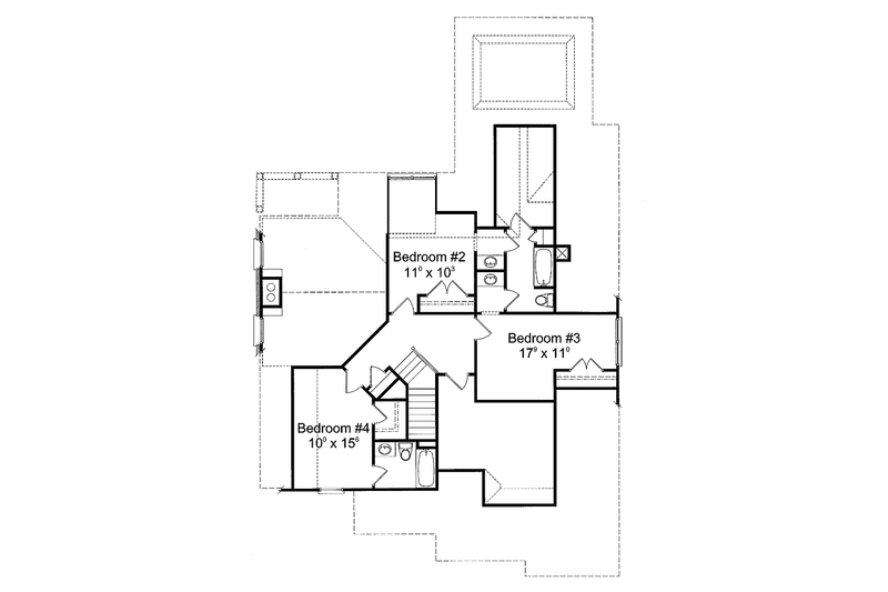 Home Plan - Floor Plan - Upper Floor for Colonial House Plan #429-284 - 4 bed, 3.5 bath