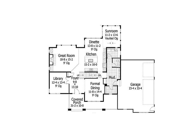 Architectural House Design - Floor Plan - Main Floor for Traditional House Plan #51-1061 - 4 bed, 2.5 bath