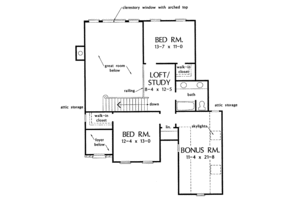 Floor Plan - Upper Floor for European House Plan #929-199 - 3 bed, 2.5 bath