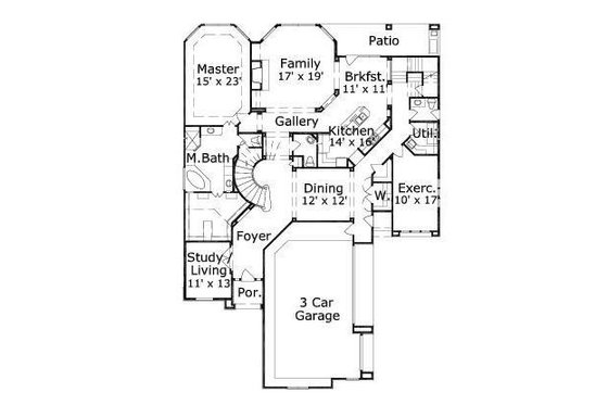 Floor Plan - Main Floor for European House Plan #411-631 - 4 bed, 3.5 bath