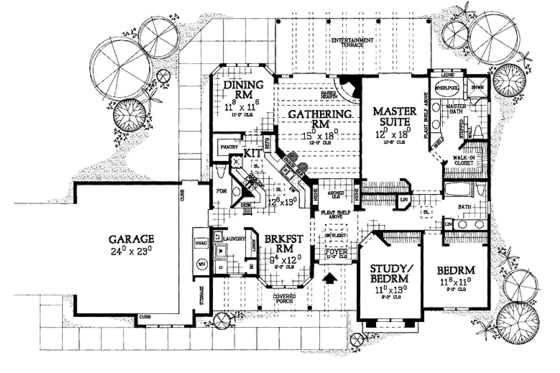Floor Plan - Main Floor for Adobe / Southwestern House Plan #72-959 - 3 bed, 2.5 bath