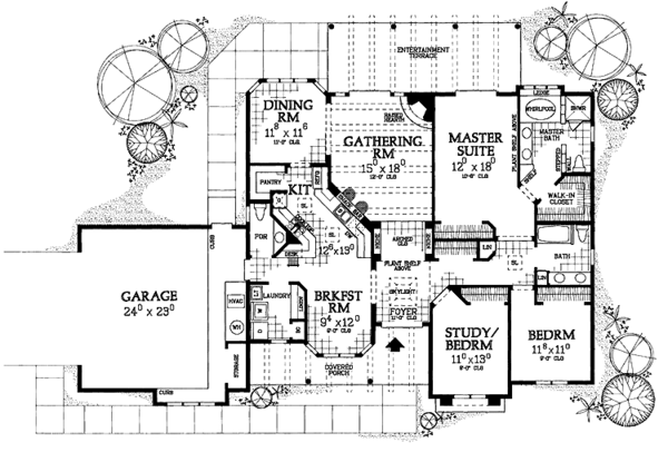 Home Plan - Adobe / Southwestern Floor Plan - Main Floor Plan #72-959