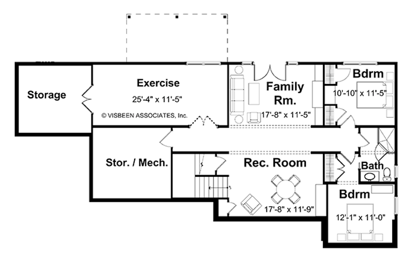 House Blueprint - Floor Plan - Lower Floor for European House Plan #928-103 - 3 bed, 2.5 bath