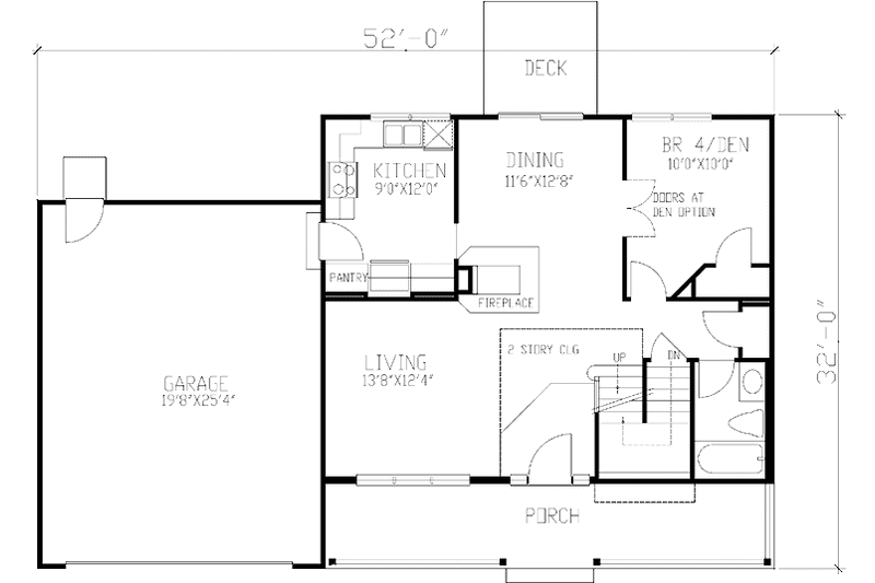 Home Plan - Floor Plan - Main Floor for Country House Plan #320-1452 - 3 bed, 3 bath