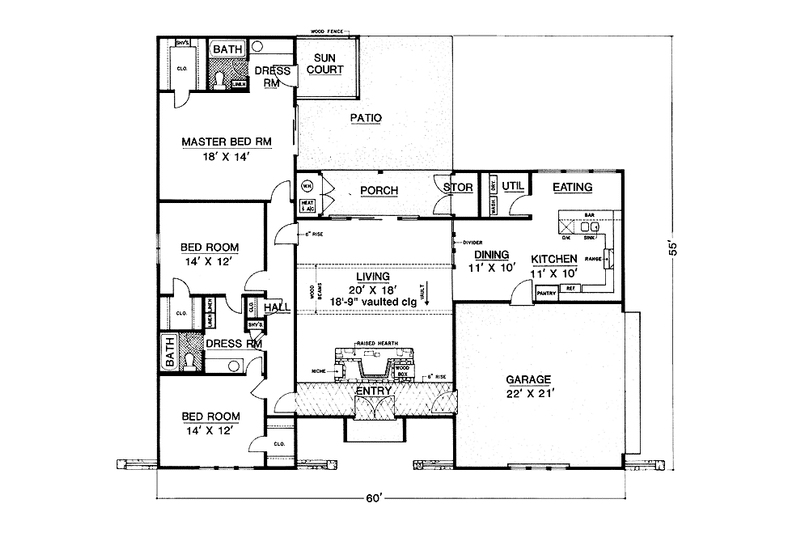 Architectural House Design - Floor Plan - Main Floor for Contemporary House Plan #45-501 - 3 bed, 2 bath