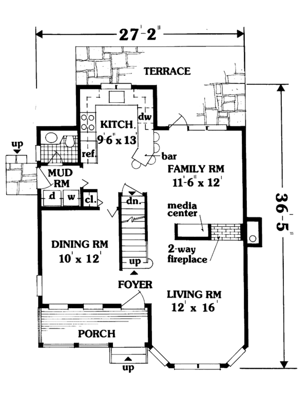 Architectural House Design - Country Floor Plan - Main Floor Plan #3-315