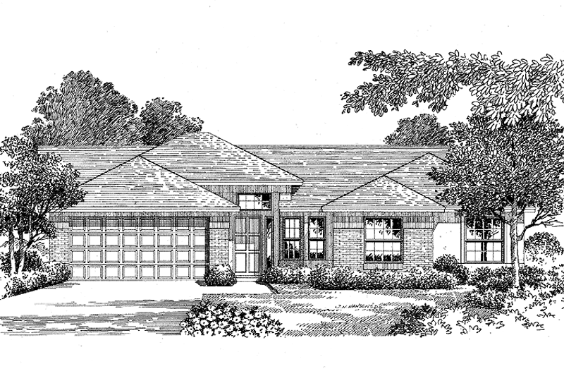 Home Plan - Exterior - Front Elevation 3 for Ranch House Plan #999-42 - 4 bed, 2 bath