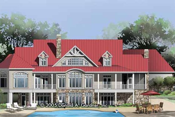 Exterior - Rear Elevation for Craftsman House Plan #929-800 - 5 bed, 4 bath