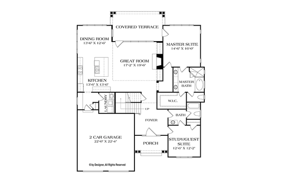 Floor Plan - Main Floor for Craftsman House Plan #453-614 - 4 bed, 3 bath