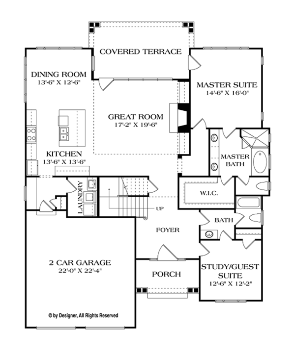 Craftsman Floor Plan - Main Floor Plan #453-614