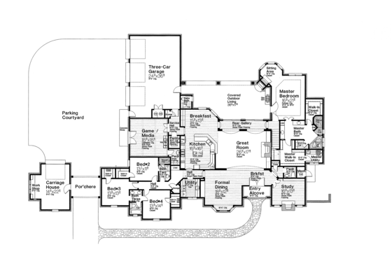 Floor Plan - Main Floor for European House Plan #310-1260 - 4 bed, 3 bath