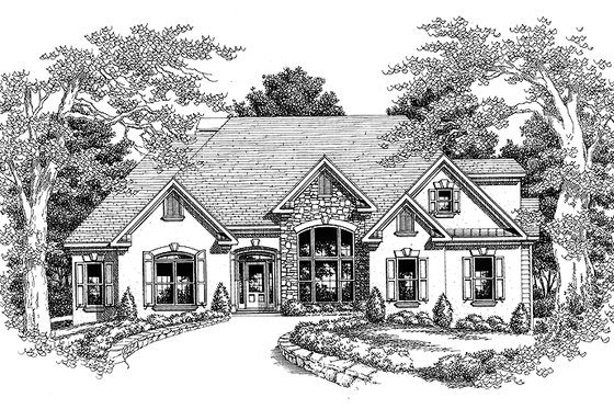 Exterior - Front Elevation 3 for European House Plan #927-118 - 4 bed, 2 bath