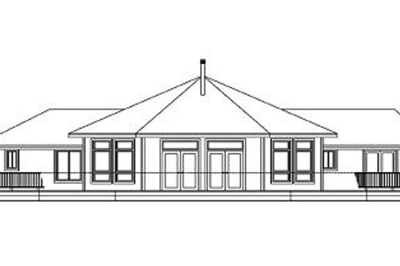 Exterior - Rear Elevation for Ranch House Plan #124-574 - 3 bed, 2 bath