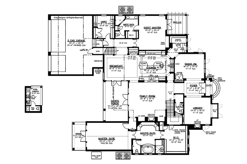 Home Plan - Floor Plan - Main Floor for Country House Plan #1019-9 - 5 bed, 5 bath