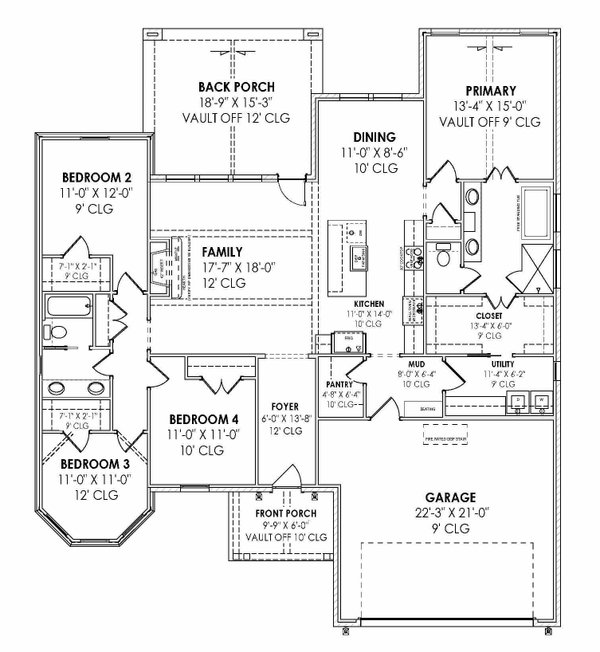 Tudor Floor Plan - Main Floor Plan #1096-104