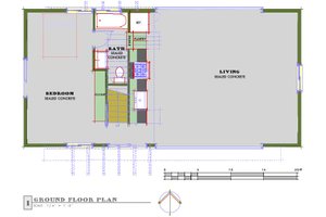 Farmhouse modern designed house plan, main level floor plan