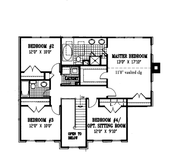 House Plan Design - Colonial Floor Plan - Upper Floor Plan #953-95