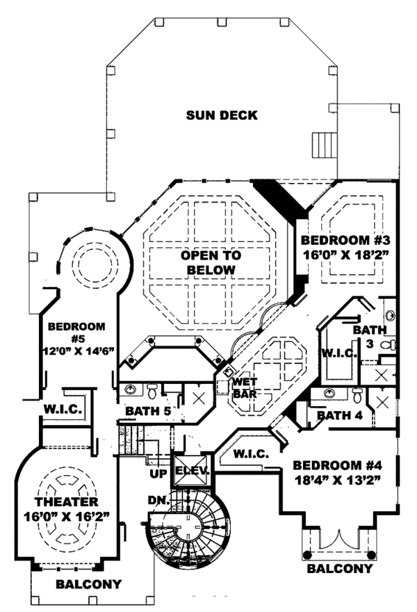 Dream House Plan - Mediterranean Floor Plan - Upper Floor Plan #1017-76