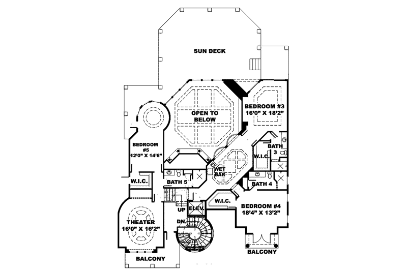 Dream House Plan - Floor Plan - Upper Floor for Mediterranean House Plan #1017-76 - 5 bed, 5.5 bath
