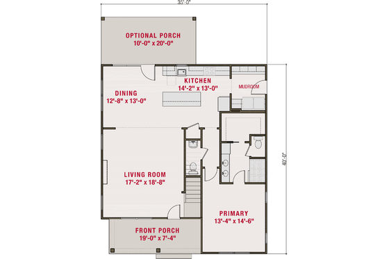 Floor Plan - Main Floor for Farmhouse House Plan #461-111 - 3 bed, 2.5 bath
