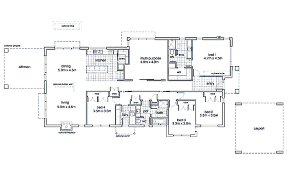 Floor Plan - Main Floor for Modern House Plan #496-9 - 4 bed, 2 bath