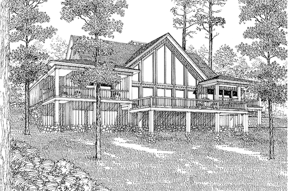 Exterior - Rear Elevation for Contemporary House Plan #17-2642 - 4 bed, 5 bath